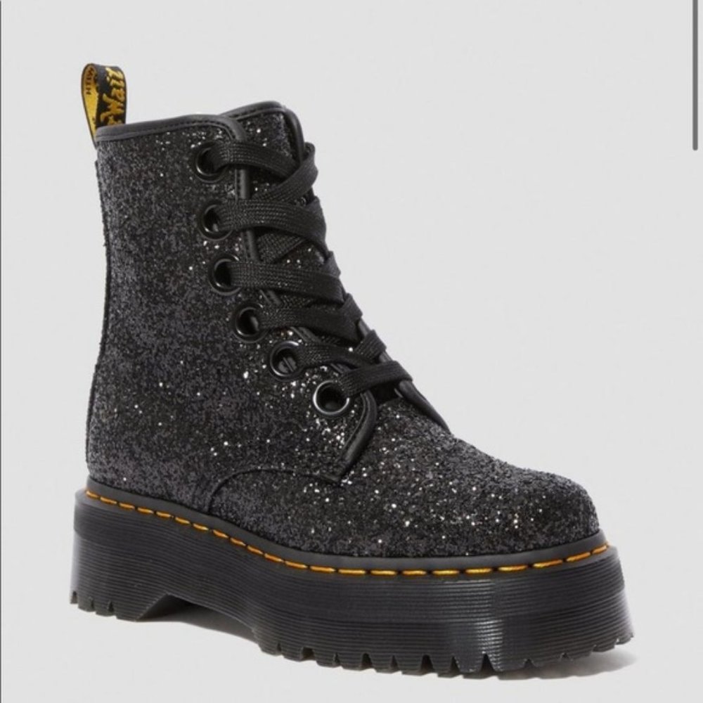 Doc Marten Black Glitter Platform Boot
